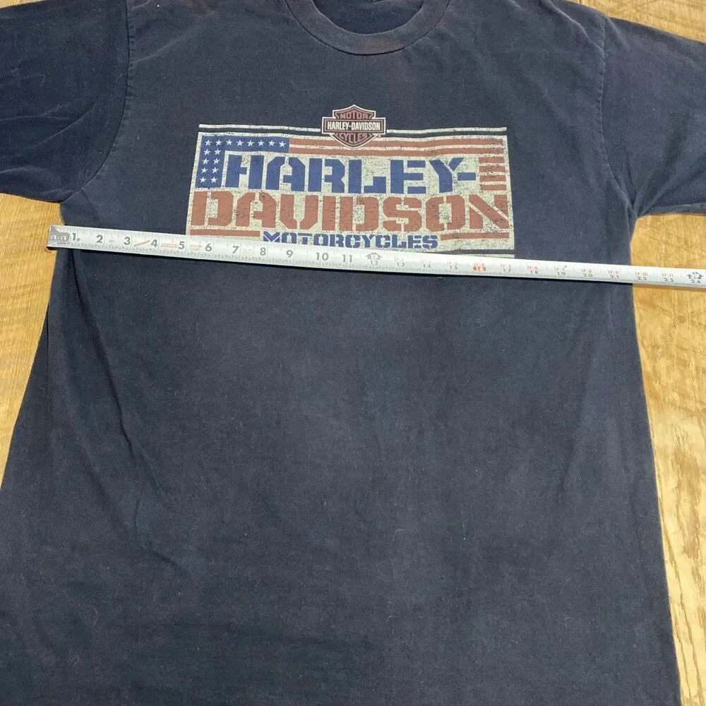 Vintage 00s Harely Davidson Motorcycles America Flag Eagle T-Shirt Size XL Vegas - Picture 3 of 8